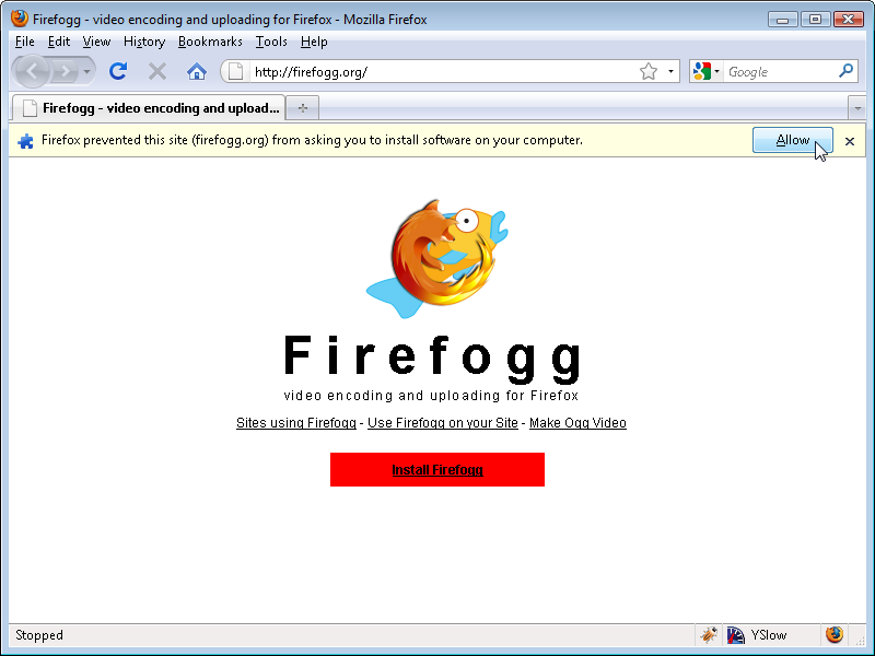 Instalação do software: Firefogg