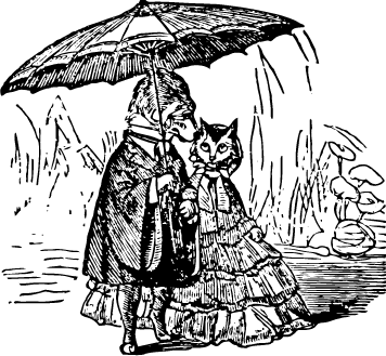 gato e cachorro segurando um guarda-chuva